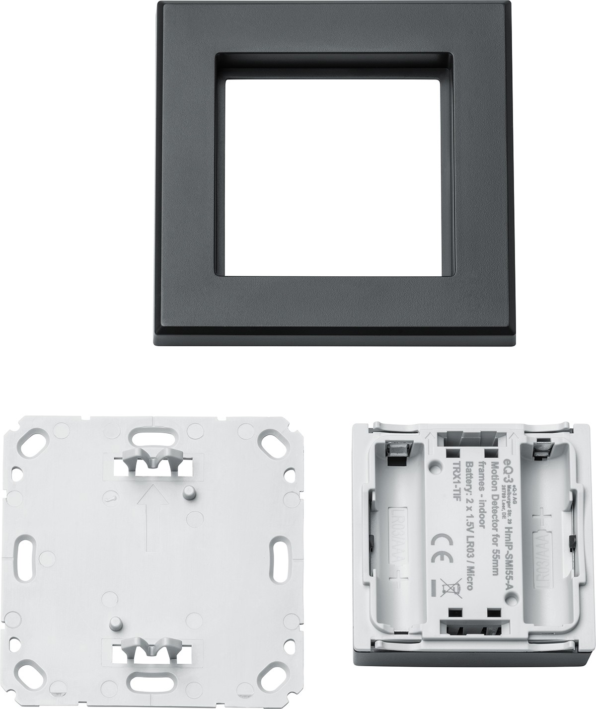 619543-7_HmIP-Bewegungsmelder-55er-Rahmen-innen-anthrazit_drei-Teile_159903A0A jpg - Produktbild Detailansicht