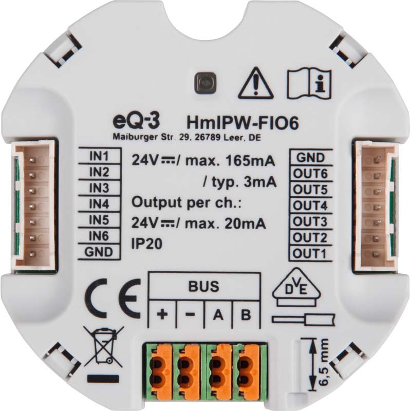 619543-1_HmIPW-IO-Modul-Unterputz-6fach-V_152482A0 jpg - Produktbild Vorderseite