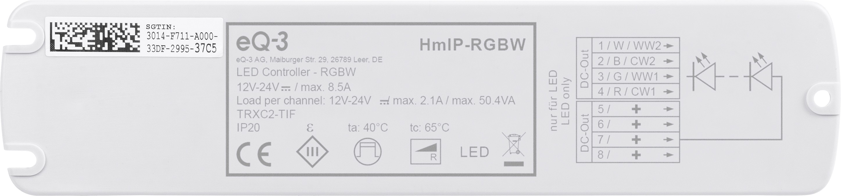 619543-6_HmIP-RGBW-Controller_H jpg - Produktbild Rückseite