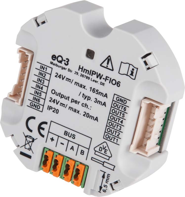 619543-2_HmIPW-IO-Modul-Unterputz-6fach-schraeg_152482A0 jpg - Produktbild